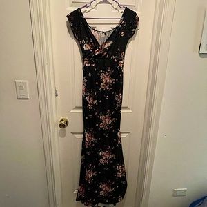 Floral black maternity gown from Pink blush worn twice